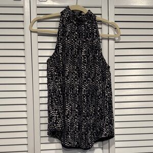 Sleeveless Black and White Printed Halter Top